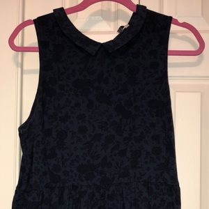 Navy Floral High Waisted Mini Dress with Pockets